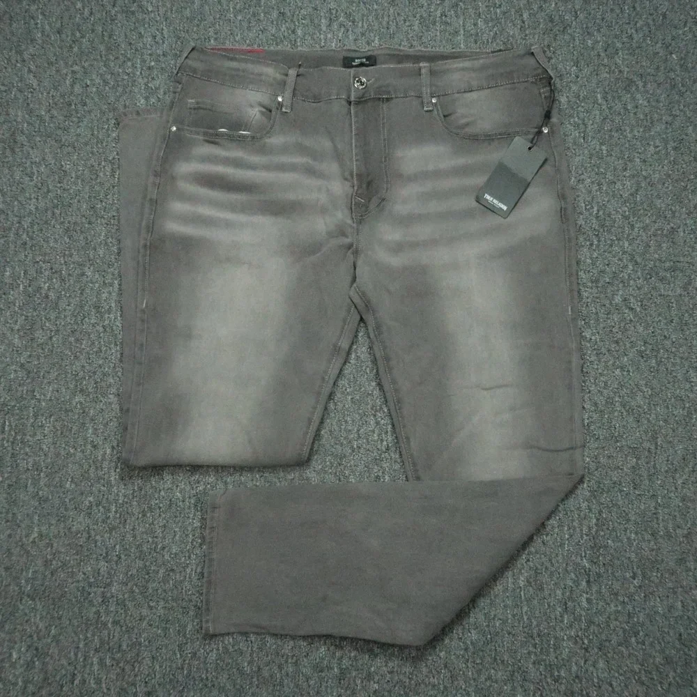 True Religion Jeans Mens 40x32 Gray Charcoal‎ Rocco Relaxed Skinny No Flap NWT